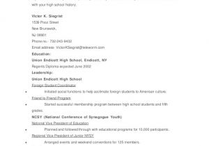 Resume for Grade 9 Student Student Resume Template Free Template