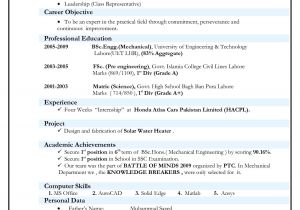 Resume for Mechanical Engineer Fresher In Word format Resume format for Mechanical Engineering Freshers It