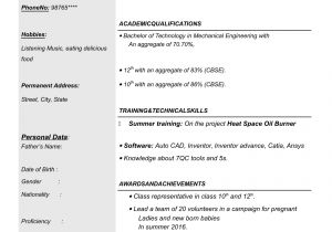 Resume for Mechanical Engineer Fresher In Word format Resume Templates for Mechanical Engineer Freshers
