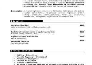 Resume for Semi Qualified Ca Student Cv Iqbal Acca
