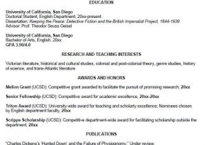 Resume for Undergraduate Student Uc San Diego Cv Example for Undergraduate Students