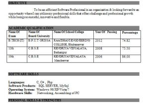 Resume format Download for Freshers Engineers It Engineer Fresher Resume