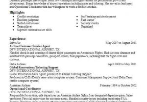 Resume format for Airlines Job Airline Customer Service Agent Resume Sample Livecareer