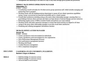 Resume format for Back Office Job Back Office Manager Resume Samples Velvet Jobs