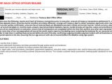 Resume format for Back Office Job Treasury Back Office Officer Cv Cover Letter Resume Template