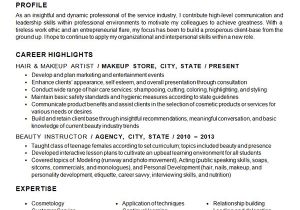 Resume format for Beautician Job Cosmetology Makeup Artist Hairstylist Resume Resume