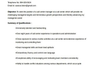 Resume format for Call Center Job Fresher Call Center Resume Example 11 Free Word Pdf Documents