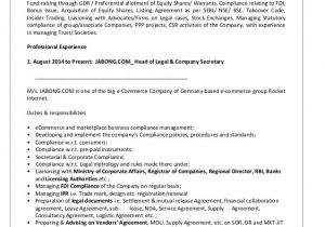 Resume format for Company Job Resume Company Secretary Ziaul 1