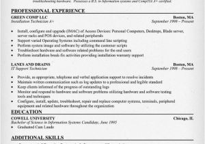 Resume format for Computer Job Computer Technician Job Application Computer Technician