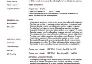 Resume format for Computer Operator Job Computer Operator Resume It Job Description Example