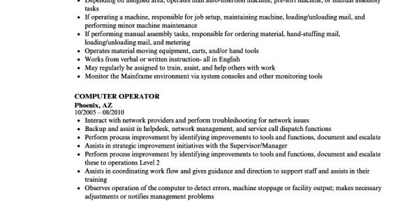 Resume format for Computer Operator Job Computer Operator Resume Samples Velvet Jobs