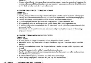 Resume format for Corporate Job Manager Corporate Communications Resume Samples Velvet Jobs
