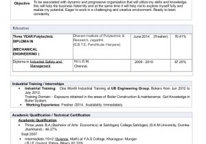 Resume format for Diploma Freshers Cv Resume Alok Choudhary Diploma Mechanical Engineering