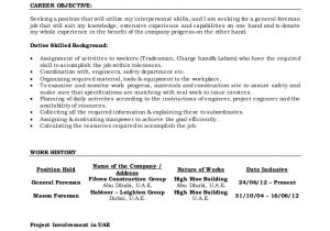 Resume format for Driver Job In Dubai General foreman Cv Of Rakesh