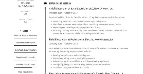 Resume format for Electrician Job Guide Electrician Resume Samples 12 Examples Pdf
