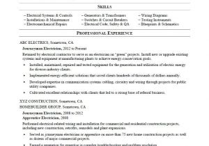 Resume format for Electrician Job Journeyman Electrician Resume Sample Monster Com