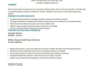Resume format for Fresher Teacher Job In India 8 Teaching Fresher Resume Templates Pdf Doc Free