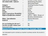 Resume format for Fresher Teacher Job In India Teacher Resumes 27 Free Word Pdf Documents Download