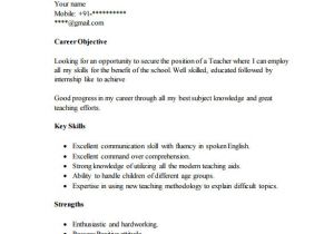 Resume format for Fresher Teacher Job Resume Template for Fresher 10 Free Word Excel Pdf