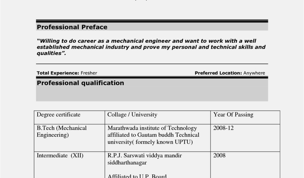 resume format for diploma mechanical engineer experienced pdf