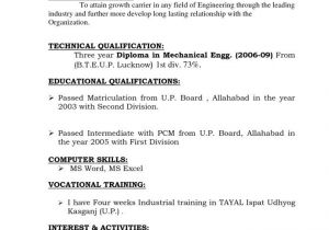 Resume format for Freshers Diploma Mechanical Engineers Resume format for Diploma Mechanical Engineer Experienced
