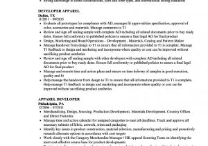 Resume format for Garments Job Apparel Developer Resume Samples Velvet Jobs