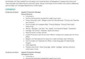 Resume format for Garments Job Apparel Production Manager Resume Sample Livecareer