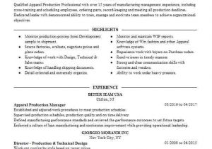 Resume format for Garments Job Apparel Production Manager Resume Sample Livecareer