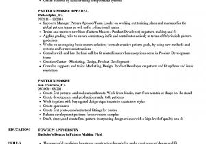 Resume format for Garments Job Pattern Maker Resume Samples Velvet Jobs