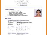 Resume format for Government Job In India India Sample Resume format Engineering Resume Templates