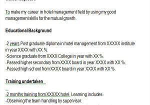 Resume format for Hotel Management Fresher Pdf 43 Professional Fresher Resumes