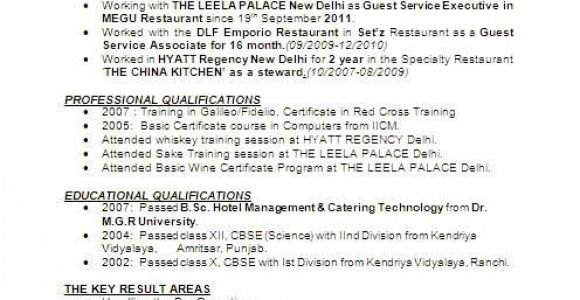 Resume format for Hotel Management Fresher Pdf Image Result for Resume format for Hotel Management