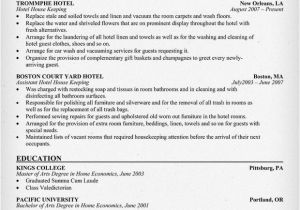 Resume format for Housekeeping Job Hotel Housekeeping Resume Sample Download This Resume