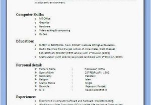 Resume format for Job Interview Pdf Download Bio Data form Pdf