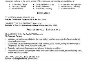 Resume format for Kindergarten Teacher Job Teachers Resume Objective with Education Certification