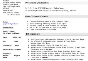 Resume format for Lecturer Job In Computer Science Resume for Computer Science Faculty