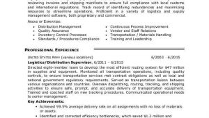 Resume format for Logistics Job Logistics Resume Sample Monster Com