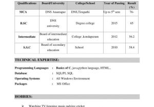 Resume format for Mca Freshers top Resume format for Freshers Ece Electronics and