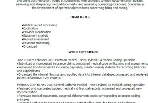 Resume format for Medical Coding Job Sample Resumes for Medical Billing and Coding Specialist