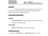 Resume format for Medical Representative Fresher Pdf Resume format for Medical Representative for Freshers