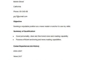 Resume format for News Reader Fresher Media Resume Template 31 Free Samples Examples format