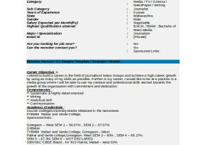 Resume format for News Reporter Fresher Journalist Resume Template 5 Free Word Pdf Document