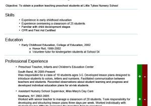 Resume format for Nursery Teacher Job Preschool Teacher Resume Guide for My Cover Letter