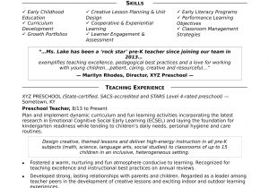 Resume format for Nursery Teacher Job Preschool Teacher Resume Sample Monster Com