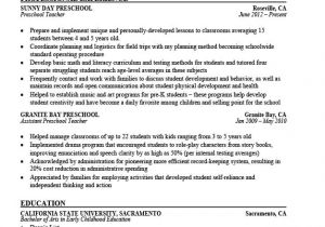 Resume format for Nursery Teacher Job Preschool Teacher Resume Sample Writing Tips Resume