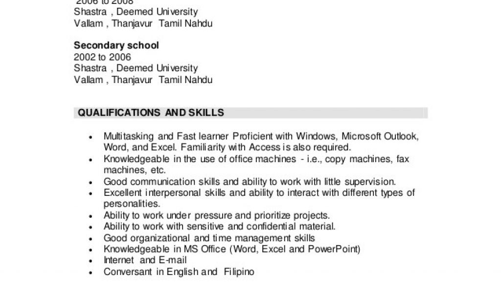 office boy resume format in word