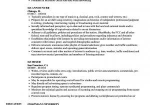 Resume format for Radio Jockey Fresher Dj Resume Samples Velvet Jobs