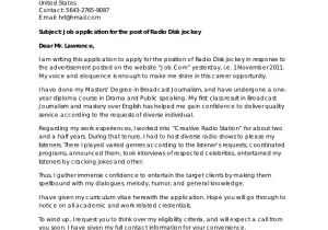 Resume format for Radio Jockey Fresher Sample Cover Letter September 2015