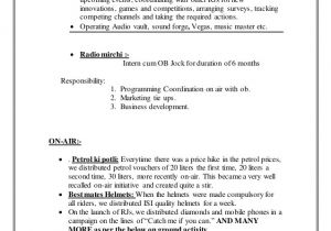 Resume format for Rj Job Rj Prateek Cv