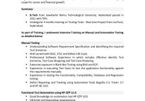 Resume format for software Tester Fresher 01 Testing Fresher Resume